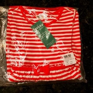 NwT Beebay Holiday Red/White Striped Organic Dress